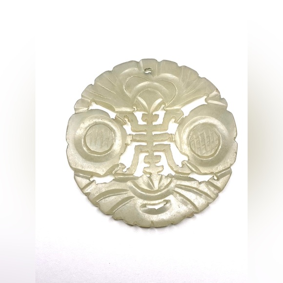 Antique Qing Dynasty Chinese Double Side Carved Natural Jade Pendant - Picture 3 of 4